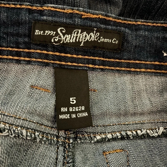 South Pole Jeans Womens Leg Rhinestone Embellished Pocket 8” Rise 30” Inseam Y2K - Picture 9 of 10